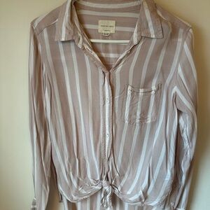 American Eagle Dusty Mauve and White Striped Shirt